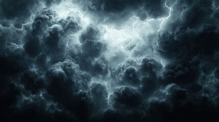 Dramatic Storm Clouds with Lightning Bolts