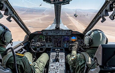 The crew of an HH-60G Pave Hawk from the 512th RQS prepare to conduct aerial refueling from an HC-130 aircraft during a training mission out of Kirtland Air Force Base, New Mexico.