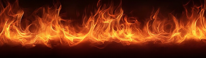 Fototapeta premium A dynamic display of flames flickering against a dark backdrop, showcasing the vibrant colors and movement of fire.