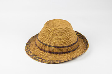 Handwoven Straw Hat for Summer or Beach Wear, Natural Fiber Design Isolated on White Background