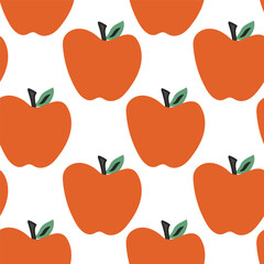 Red apple seamless pattern isolated on white background, Trendy pattern of seashells for wrapping paper, wallpaper, stickers, notebook cover.