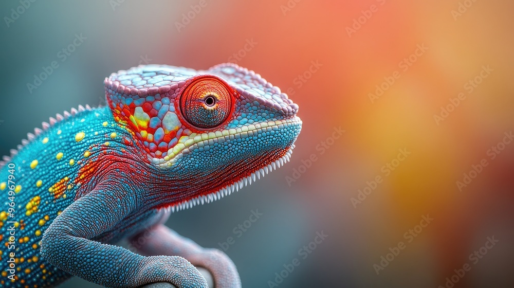 Canvas Prints Vibrant Chameleon Close Up