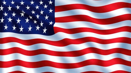Waving American Flag with Stars and Stripes in Red, White, and Blue - Symbol of Freedom and Patriotism