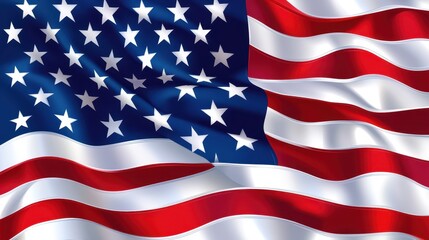 Fototapeta premium Waving American Flag with Stars and Stripes in Red, White, and Blue - Symbol of United States Patriotism and Freedom