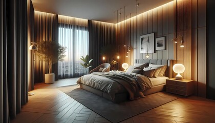 luxury hotel room with bed