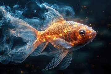 Naklejka premium Golden Fish in Smoke