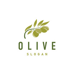 Olive Oil Logo, Olive Leaf Plant Herbal Garden Simple Elegant Luxurious Icon Design Template illustration