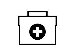 シンプルな十字マーク救急箱アイコンN：黒線