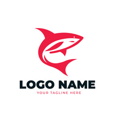 Simple and minimalist Logo of a Shark