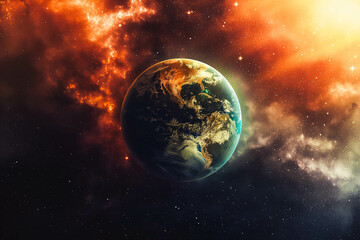 Obraz premium Rising planet. Space, earth, nature concept photo.