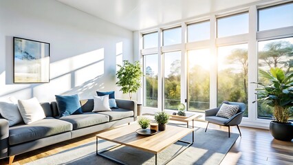 Minimalist luxury modern living room interior design, morning light, modern interior concept for use. contemporary interior design.