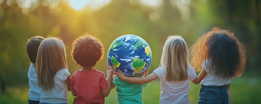Diverse Children Holding a Globe in a Park