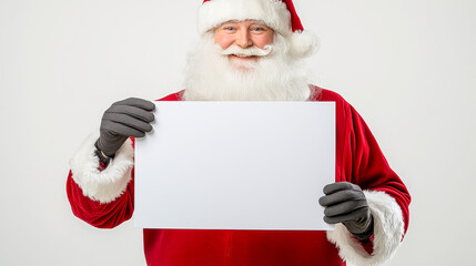 Naklejka premium Santa Claus Holding Blank Sign for Custom Holiday Message