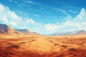 Naklejka premium Desert Oasis Sandy Landscapes in a Barren Wilderness