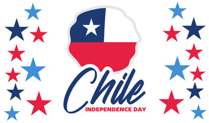 happy chile independence day with chile flag