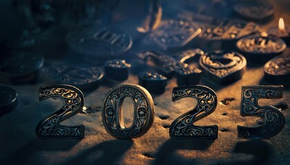 Elegant Decorative Elements for 2025 New Year Celebrations