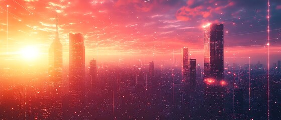 Innovative smart grid deployment with automated energy management, realtime monitoring, and renewable energy integration, set in a modern city