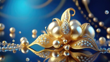 Elegant Golden Floral Design with Pearls