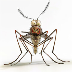 3D ugly face dengue mosquito cartoon