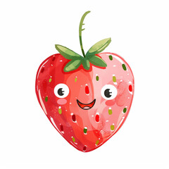 Obraz premium Delightful Watercolor Illustration: Indulging in a Juicy Strawberry