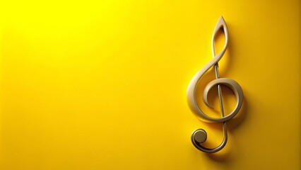 Amidst a bright yellow backdrop, a treble clef icon proudly displays its distinctive shape, guiding musicians to craft