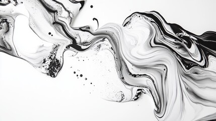 Graceful Abstract Black and White Swirl Art on Canvas