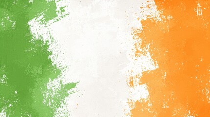 Fototapeta premium Abstract Green Orange White Brushstroke Flag Background