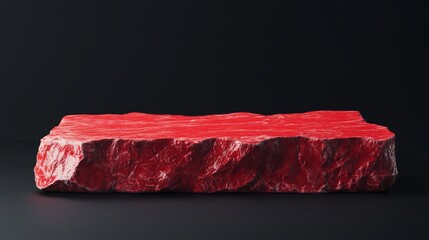 Red Stone Platform Against a Black Background
