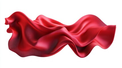 Flowing Red Fabric on White Background