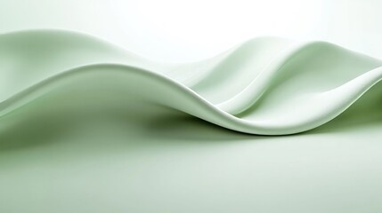 Obraz premium Abstract Fluid Waves in Soft Pastel Green Minimalist Art Composition