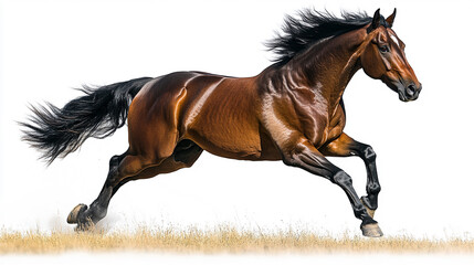 A powerful bay horse