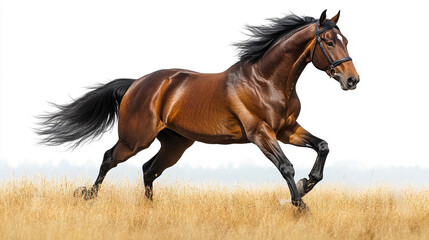 A powerful bay horse