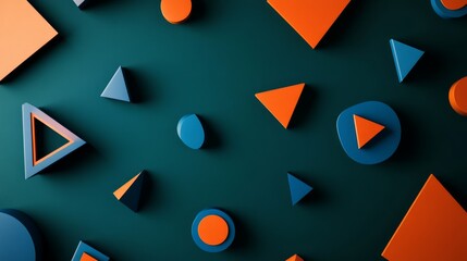 Geometric Symphony: Abstract Art with Blue and Orange Shapes