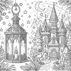 Obraz premium Lantern Coloring Page 