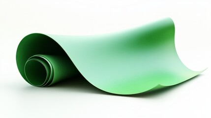 Green Paper Roll on White Background