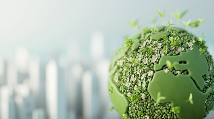 An artistic interpretation of sustainable development challenges and solutions, emphasizing the importance of global knowledge and cooperation for a sustainable future.