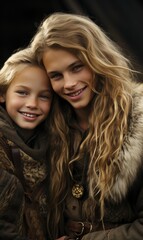 Fototapeta premium Valiant youth - viking child immersed in traditional lifestyle, capturing essence of nordic upbringing, daily routines, spirited adventures that define early years of young viking.