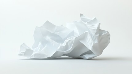 Abstract White Crumpled Paper Against Minimalist Background