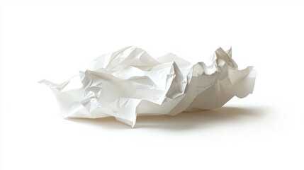 Crumpled White Paper on White Background: Minimalistic Composition