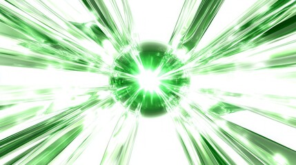 Obraz premium Radiant Green Energy Sphere Exploding with Light Beams
