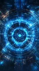 Futuristic technology light ring tunnel