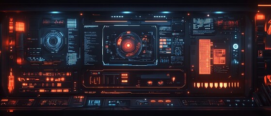 Obraz premium Hightech hacking toolkit with advanced digital interfaces, encrypted devices, and sleek, futuristic design elements in a darkened environment