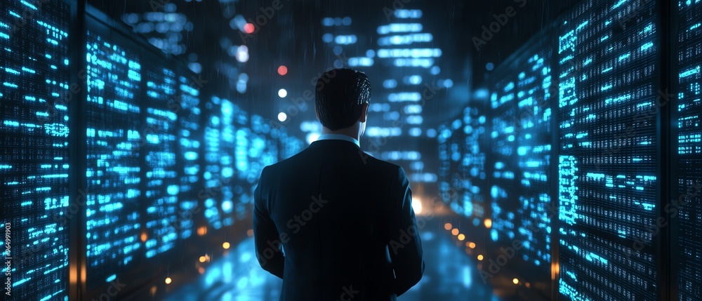 Aufkleber Advanced information security simulation with interactive digital environments, featuring data protection strategies, threat detection systems, and secure infrastructure
