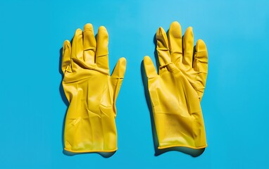 gloves isolated on blue background. Clipping path included.