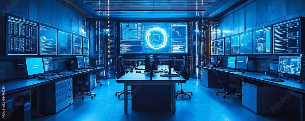 Leinwandbilder futuristic information security lab with sophisticated technology, including intrusion detection sys