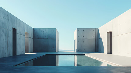 Fototapeta premium Minimalist architecture reflected on water