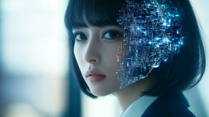 サイバーとビジネスの融合
Cyber Businesswoman in a Digital World