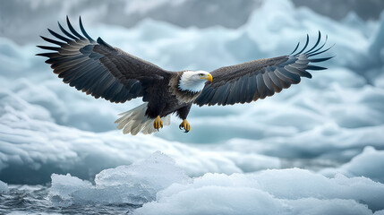 Obraz premium american bald eagle flying