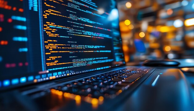 Closeup of ethical hacking training tools, including penetration testing software, secure coding practices, and detailed threat analysis in a modern lab