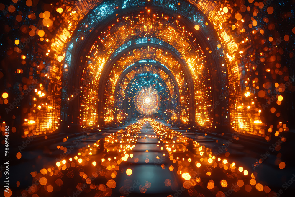Poster a kaleidoscope where each view through the lens reveals different patterns representing different pi